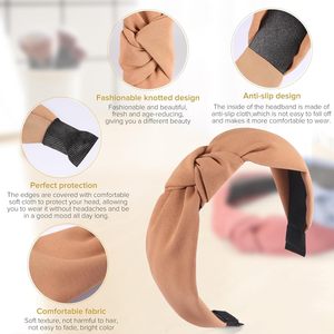 Serre-têtes pour femmes et filles - Lot <span class=keywords><strong>de</strong></span> 6 serre-têtes élégants à nœud supérieur - Serre-tête noué pour femmes - Bandeaux larges pour cheveux - Product Image 3