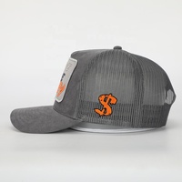 Gorra de Camionero de Gamuza Personalizada de 5 Paneles al por Mayor, Gorras con Parche Bordado Tejido y Cierre a Presión de Malla, Sombrero de Camionero de Alta Calidad para Hombre