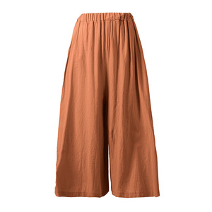 Pantaloni a Gonna in Misto Cotone e <span class=keywords><strong>Lino</strong></span>, Larghi e Lunghi, Estivi da <span class=keywords><strong>Donna</strong></span>, a Gamba Larga, Casual, con Tasche a Inserto, Tinta Unita, Vita Alta - Product Image 5