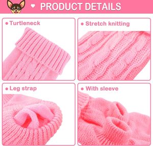 Set <span class=keywords><strong>di</strong></span> 2 Maglioni Extra Piccoli per Animali Domestici, Leggeri e Lavorati a Maglia, Collo Alto per Chihuahua, Yorkie, <span class=keywords><strong>Cani</strong></span> Teacup e Gatti, Abbigliamento Invernale - Product Image 4