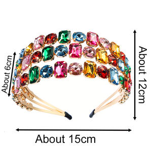 Avrupa amerikan Diademas Para Mujer abartılı Metal üç sıra siyah beyaz flaş cam elmas kafa balo gelin Diademas - Product Image 6