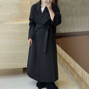 Cappotto Lungo da <span class=keywords><strong>Donna</strong></span> in Lana di Alta Qualità, Elegante, con Collo a Sciarpa, Colletto Classico, Cintura e Laccio, Vestibilità Ampia, Caldo e Spesso, Ideale per l'Ufficio e l'Inverno - Product Image 3
