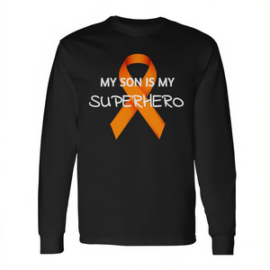 Camiseta de manga larga MY SON IS MY SUPERHERO para el mes de concienciación sobre la leucemia, camiseta promocional - Product Image 2