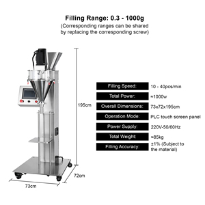 Máquina semiautomática vertical de llenado de polvo con tornillo y mesa de trabajo ajustable para café, especias, harina, proteínas y almidón - Product Image 4