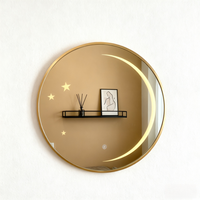 Miroir de Maquillage LED Doré Moderne et Élégant Style Art Déco Personnalisé, Anti-Buée, Capteur Tactile, Mural, Décoration Anniversaire Maison Salle de Bain