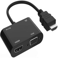 Konverter Kabel HDTV ke HDTV + VGA dengan Konektor Paduan Seng Konduktor Berlapis Nikel/Emas Garansi 12 Bulan Panjang 15cm