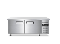 Table de préparation de sandwichs réfrigérée à double porte, sans givre, 8 bacs réglables, puissance R410A, 220V, refroidissement par ventilateur, acier inoxydable 304