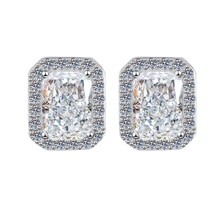 Bộ trang sức cao cấp bạc S925 đính đá Moissanite 1CT cắt Radiant, màu D, độ tinh khiết VVS1 dành cho nữ - Product Image 3