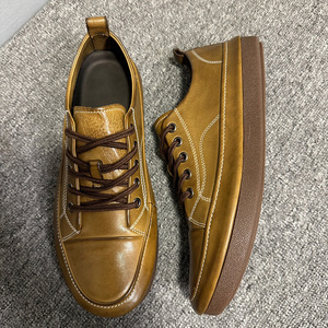 QHCCID Men's Horse Leather Lace-up Casual <b>Shoes</b> Mid-Heel Rubber Sole <b>Height</b> <b>Increasing</b> Comfortable Daily Wear - Product Image 3