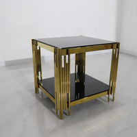 Ensembles de meubles de salon, table de café dorée de luxe, table basse moderne, table basse en verre pour la maison