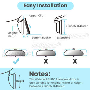 Espejo Retrovisor Interior Universal para Automóvil, Antideslumbrante, Gran Angular, Convexo, sin Marco, Lente Azul - Product Image 6