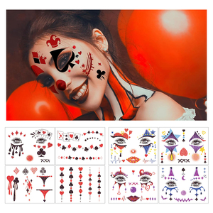 Wholesale 4pcs Masquerade Cosplay Makeup <strong>Joker</strong> <strong>Tattoo</strong> Stickers Halloween Costume Glitter Clown Face Temporary <strong>Tattoos</strong> - Product Image 1