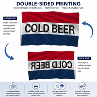 Drapeau personnalisé pour bière fraîche, double face, en polyester, rouge, blanc, bleu, bannière murale pour bar, garage, salle de jeux, décoration extérieure