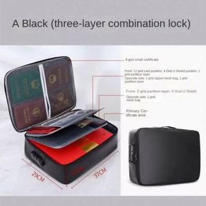Water Resistant Fire <b>Safe</b> 3-layer Zipper Closure Office Home <b>Large</b> Storage Case File Organizer Fireproof Document Bag With Lock - Product Image 2