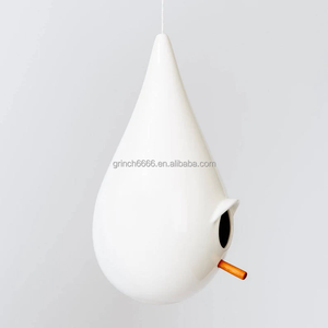 2025 damlacık şekilli porselen <span class=keywords><strong>Birdhouse</strong></span> yağmur damlası seramik kuş evi tasarımcı ev Modern kuş besleyici - Product Image 5