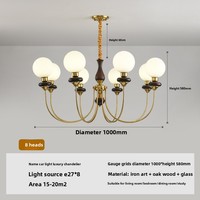 Lámpara Colgante LED de Madera Ajustable en Altura, Estilo Francés Moderno de Mediados de Siglo, Vintage Americano Retro, Tipo Magic Bean, para Sala de Estar