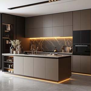 Meuble de cuisine avec évier et robinet en pierre frittée haute brillance, design îlot, meilleur prix, avec tiroir coulissant de rangement - Product Image 4