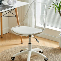 Chaise de bureau mobile pivotante à dossier inclinable moderne haut de gamme en nylon transparent ergonomique à succès