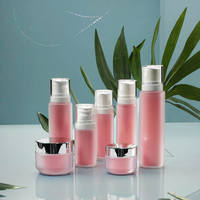 럭셔리 핑크 이중 병 로션 플라스틱 펌프 스프레이어 30ml-120ml 용량 스킨케어 세럼 스크린 인쇄 표면