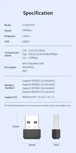 COMFAST CF-WU701N Support Simulate AP RTL8188FTV Wifi Dongle 15dBm Output Power 2.4GHz 150Mbps USB Wifi Adapter