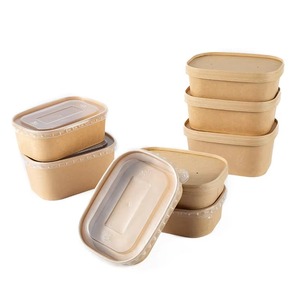 750ml Eco-friendly Kraft Paper <b>Lunch</b> <b>Box</b> Leak-proof Disposable Square Food Containers for Salad Fast Food <b>Packing</b> Takeaway Bowls - Product Image 6