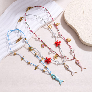Collier tendance pour femme <span class=keywords><strong>Bohu</strong></span>, plaqué or, avec pendentif poisson et breloque en acier inoxydable, best-seller - Product Image 3