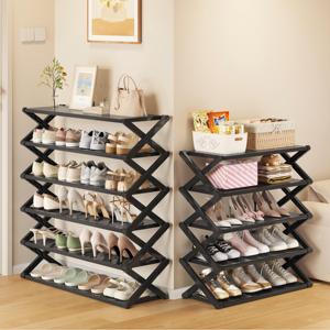 Zapatero moderno de Metal en forma de X, soporte de múltiples capas plegable <span class=keywords><strong>para</strong></span> ahorrar espacio, almacenamiento de <span class=keywords><strong>zapatos</strong></span> sin instalación <span class=keywords><strong>para</strong></span> apartamentos, sala de estar - Product Image 1