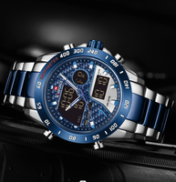 Jam Tangan Pria NAVIFORCE 9171 LCD Quartz Sport Mewah Tahan Air Mesin Jepang Layar Ganda