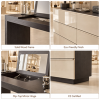 Meuble de toilette moderne en contreplaqué pour chambre à coucher, avec rangement intégré, design extensible, hauteur réglable, table de maquillage écologique pour bureau