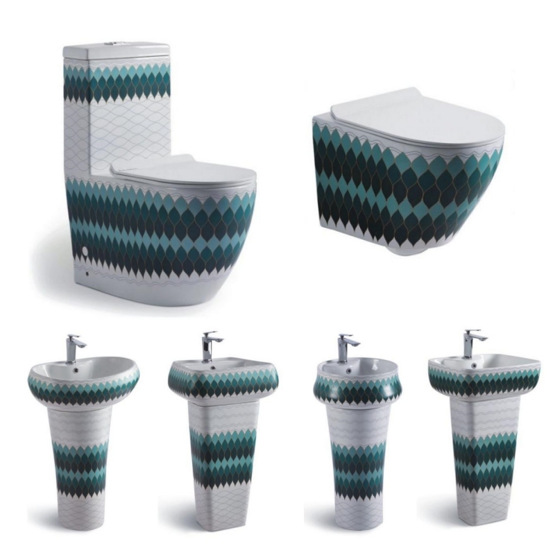 Peacock Bathroom Sanitary Ware Suite One Piece Commode , Wall Toilet With Pedestal Basin Set