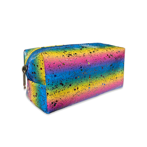 Sac à cosmétiques arc-en-ciel en cuir PU imperméable, pochette de maquillage, organisateur de toilette de voyage portable, trousse à crayons, sac de rangement pour femmes - Product Image 1
