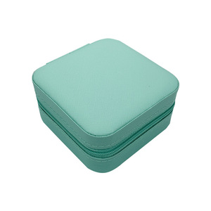 Luxury Square PU Mirror Jewelry <b>Box</b> with Zipper Closure for Ring Necklace <b>Earring</b> Storage and Travel <b>Gift</b> Packaging - Product Image 4
