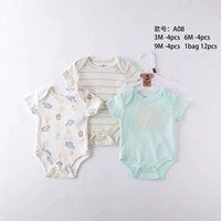 Vêtements en gros, Combinaison d'été à manches courtes pour bébé, Ensemble trois pièces sweat-shirt Triangle Khai