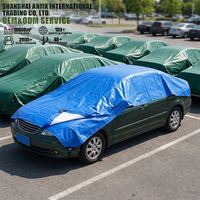 Bâche en PE imperméable et résistante aux UV pour voiture, avec coins renforcés noirs, pour la protection des véhicules en extérieur et les parkings.