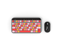 Keyboard Mini 2.4 GHz dengan Tombol Bulat Berwarna-warni Gaya Retro Candy Typewriter untuk Windows