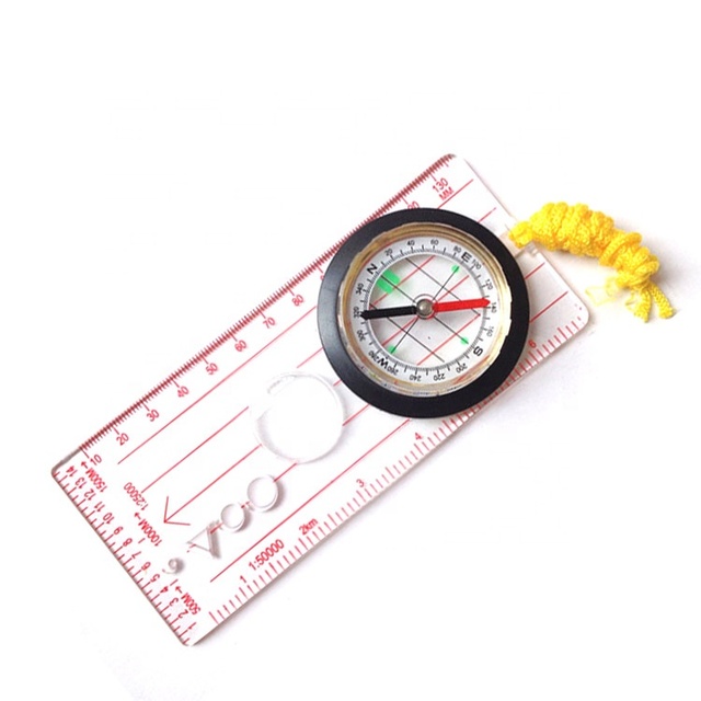 High Quality Acrylic Compass Map Scale Ruler Luminous Folding Glow Compass
