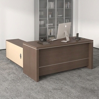 Escritorio Ejecutivo Modular de Madera en Forma de L con Cajón Lateral, Construcción Comercial Resistente para Oficina o Sala de Juntas