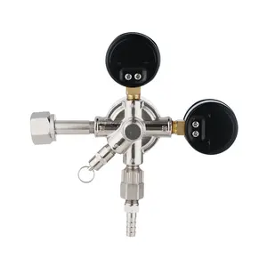 Wholesale Fully Brass Dual-Gauge 1-Way Beer Keg CO2 Pressure Regulator With CGA320 Inlet Connection 0-60psi/0-3000psi Heavy Body