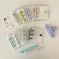 Porte-cartes en PVC transparent de grande taille Mini classeur à 3 anneaux avec enveloppes à monnaie