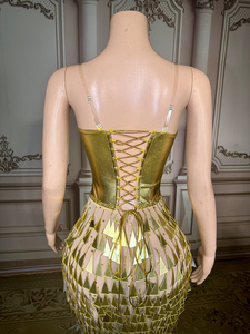 Novance Y4224 Hot-selling Dourado Brilhante Superfície Fantasia Jantar Vestidos Espelho-como Sequin Sereia Luxo <span class=keywords><strong>Prom</strong></span> Birthday Dress - Product Image 6