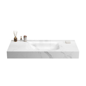 Lavabo de Baño de Piedra Natural Curvado a Medida, Diseño de Una Pieza, Doble Lavabo, Mueble de Baño con Lavabo Integrado - Product Image 5