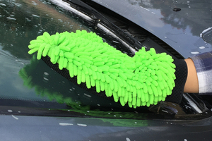 Một bên cheinlle Một Bên lưới xe làm sạch rửa <span class=keywords><strong>Mitt</strong></span> sợi nhỏ màu xanh lá cây cheinelle rửa xe <span class=keywords><strong>MITT</strong></span> - Product Image 6