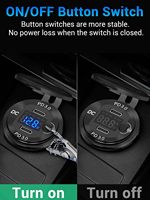Prise de chargeur PD double USB-C 12V/24V avec voltmètre ampèremètre et interrupteur à bouton pour bateau marin RV moto