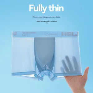 Sous-vêtements pour hommes en soie glacée à séchage rapide, été, fins, respirants, antibactériens, boxer mi-hauteur, taille en polyamide/élasthanne, non - Product Image 5