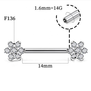 Barre de piercing en titane F136 de qualité implant, anneau de téton en forme de pétale, anti-allergie, couleur durable, bijoux de piercing longue durée - Product Image 3