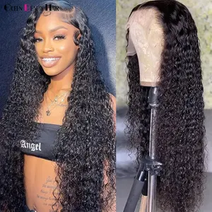 Water Wave 13*6 Transparent HD Lace Frontal Wig Human Hair Glueless Wigs for Black Women Wet and Wavy Curly Human Hair Wigs