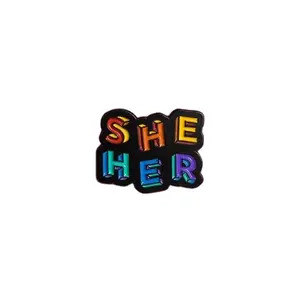 High Quality Customized Metal She Her Pronouns Pin LGBT Badge Pride Rainbow Queer Minimalist Love is Love Enamel Pin for Gift