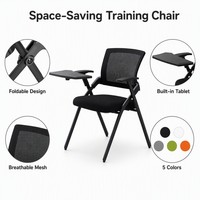 Chaise de formation haut de gamme avec tableau d'écriture intégré, design moderne, robuste, idéale pour les cours universitaires et l'utilisation au bureau
