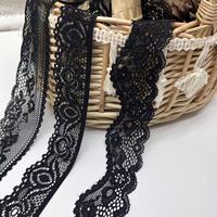 Dentelle noire sexy à bordure en dentelle, en spandex mélangé, petite dentelle florale élastique pour robes et lingerie, en stock