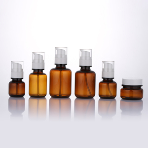 50Ml 80Ml 120Ml Plastic Pet Cosmetic Lotion Container Skincare Bottles Brown Plastic Pump Amber Lotion Bottle Set